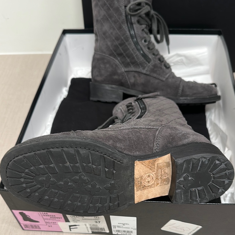 100% AUTHENTIC CHANEL Gray Women’s Boots - Picture 5 of 16